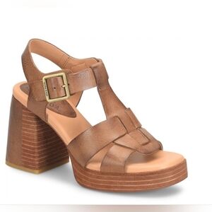 Kork Ease Sandals 10 Brown Woven Leather Macey Chunky Heel Cottagecore New $175